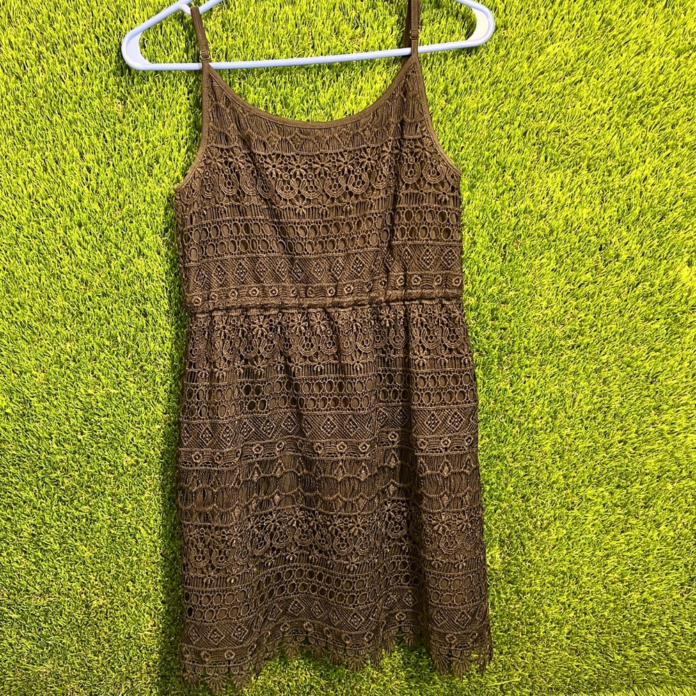 Black floral lace dress